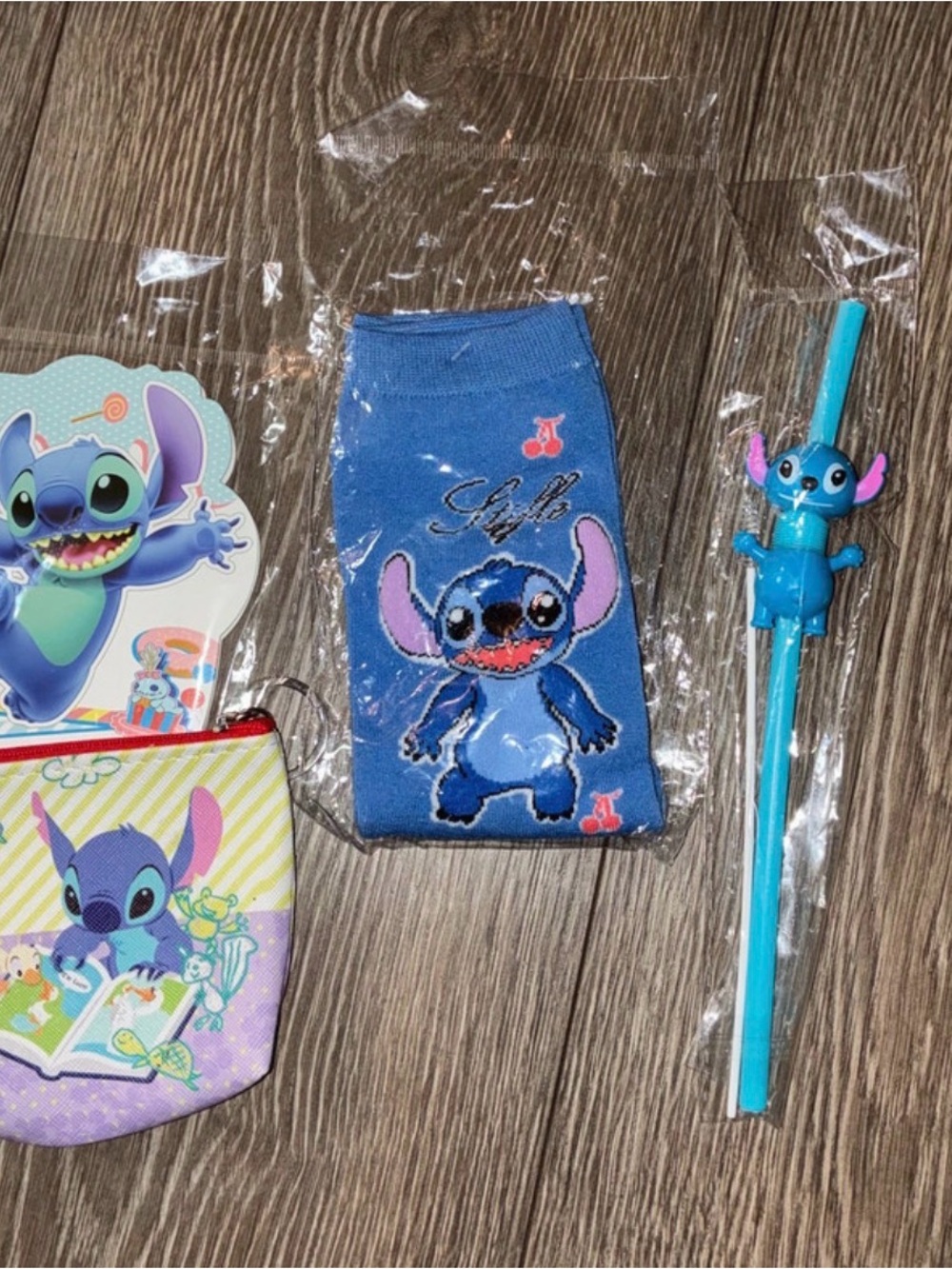 Disney Blue Lilo & Stitch Kids Socks and Character Straw Set